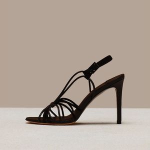 Diane Von Furstenberg DVF Milena Suede Leather Slingback Sandal Black Size 9